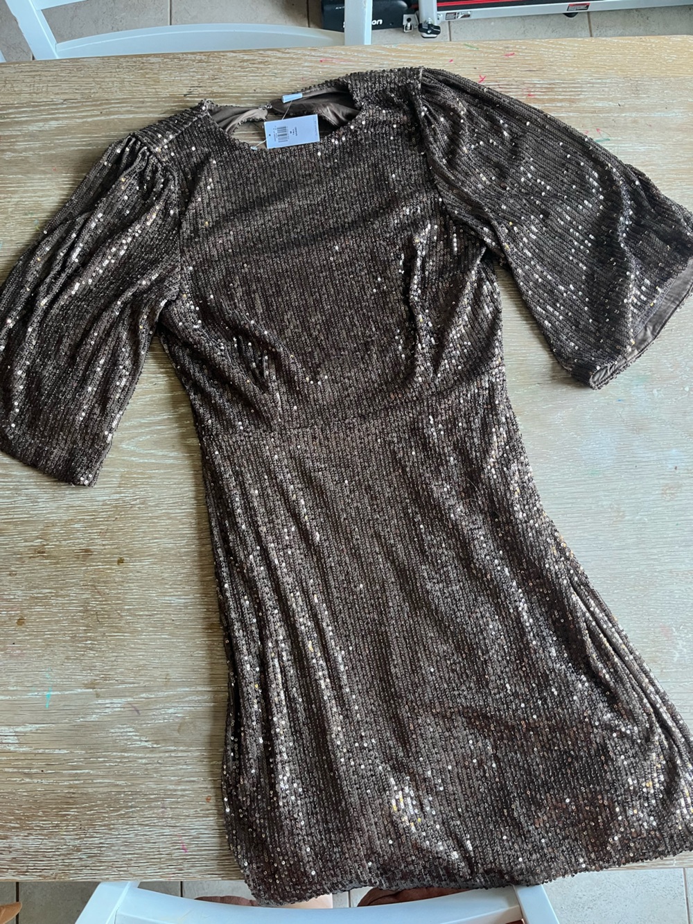 Old Navy Metallic Sequin Brown Dress